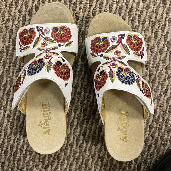 Alegria White Floral Adjustable Sandals EU Size 39 - Picture 1 of 6